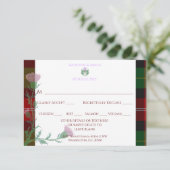 Traditionele Schotse Tartan Border & Thistle RSVP Kaartje (Staand voorkant)