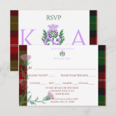 Traditionele Schotse Tartan Border & Thistle RSVP Kaartje (Voorkant / Achterkant)