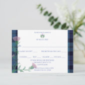Traditionele Schotse Tartan Border & Thistle RSVP Kaartje (Staand voorkant)