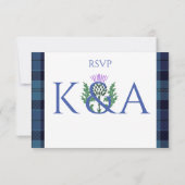 Traditionele Schotse Tartan Border & Thistle RSVP Kaartje (Achterkant)