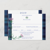 Traditionele Schotse Tartan Border & Thistle RSVP Kaartje (Voorkant / Achterkant)