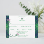 Traditionele Schotse Tartan Border & Thistle RSVP Kaartje (Staand voorkant)