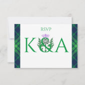 Traditionele Schotse Tartan Border & Thistle RSVP Kaartje (Achterkant)