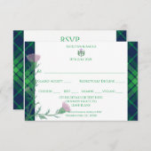 Traditionele Schotse Tartan Border & Thistle RSVP Kaartje (Voorkant / Achterkant)