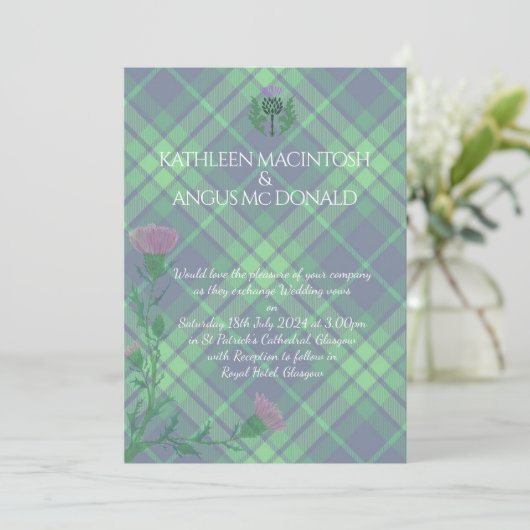 Traditionele Schotse Tartan en Schotse distel Kaart (Staand voorkant)
