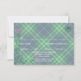 Traditionele Schotse Tartan en Schotse distel RSVP Kaartje