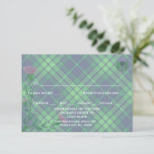 Traditionele Schotse Tartan en Schotse distel RSVP Kaartje (Staand voorkant)