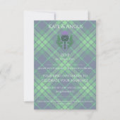 Traditionele Schotse Tartan en Schotse distel RSVP Kaartje (Voorkant)