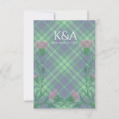 Traditionele Schotse Tartan en Schotse distel RSVP Kaartje (Achterkant)