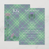 Traditionele Schotse Tartan en Schotse distel RSVP Kaartje (Voorkant / Achterkant)
