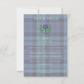 Traditionele Schotse Tartan en Schotse distel RSVP Kaartje (Voorkant)