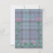 Traditionele Schotse Tartan en Schotse distel RSVP Kaartje (Achterkant)