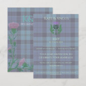 Traditionele Schotse Tartan en Schotse distel RSVP Kaartje (Voorkant / Achterkant)