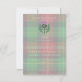 Traditionele Schotse Tartan en Schotse distel RSVP Kaartje (Voorkant)