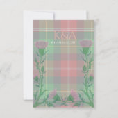 Traditionele Schotse Tartan en Schotse distel RSVP Kaartje (Achterkant)