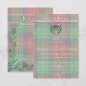 Traditionele Schotse Tartan en Schotse distel RSVP Kaartje (Voorkant / Achterkant)