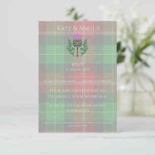 Traditionele Schotse Tartan en Schotse distel RSVP Kaartje