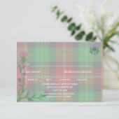 Traditionele Schotse Tartan en Schotse distel RSVP Kaartje (Staand voorkant)