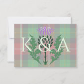 Traditionele Schotse Tartan en Schotse distel RSVP Kaartje (Achterkant)