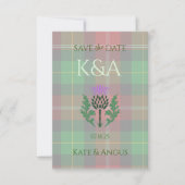Traditionele Schotse Tartan en Schotse distel Save The Date (Voorkant)