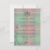 Traditionele Schotse Tartan en Schotse distel Save The Date (Achterkant)