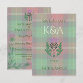 Traditionele Schotse Tartan en Schotse distel Save The Date (Voorkant / Achterkant)