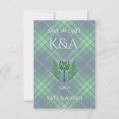 Traditionele Schotse Tartan en Schotse distel Save The Date (Voorkant)