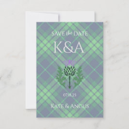 Traditionele Schotse Tartan en Schotse distel Save The Date
