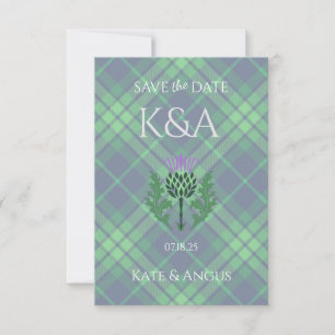 Traditionele Schotse Tartan en Schotse distel Save The Date