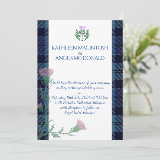 Traditionele Schotse Tartan grens en distel Kaart (Staand voorkant)