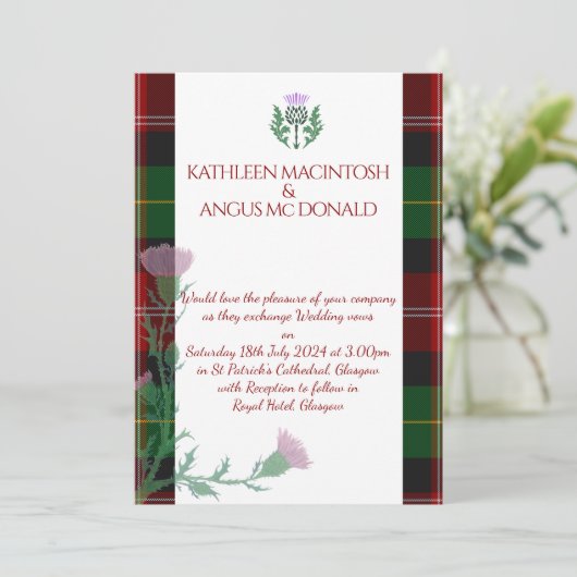 Traditionele Schotse Tartan grens en distel Kaart (Staand voorkant)