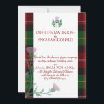 Traditionele Schotse Tartan grens en distel Kaart<br><div class="desc">Ontworpen voor liefhebbers van Schotland en Schotse cultuur overal. Alle tekst is volledig aanpasbaar. De traditionele Schotse bloem en embleem, de distel en dit gecombineerd met de delicate achtergrond van een rode Schotse tartan zorgen ervoor dat deze mooie uitnodiging een liefde en respect voor alle Schotse dingen show. Geschikt voor...</div>