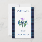 Traditionele Schotse Tartan grens en distel Save The Date (Voorkant)