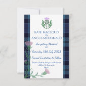 Traditionele Schotse Tartan grens en distel Save The Date (Achterkant)