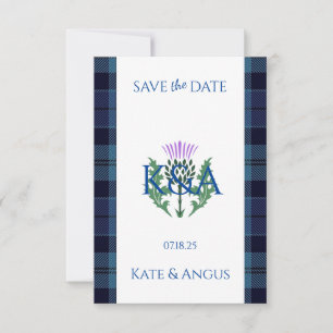 Traditionele Schotse Tartan grens en distel Save The Date