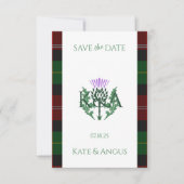 Traditionele Schotse Tartan grens en distel Save The Date (Voorkant)
