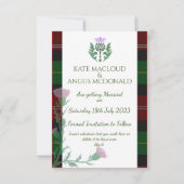 Traditionele Schotse Tartan grens en distel Save The Date (Achterkant)