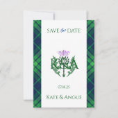 Traditionele Schotse Tartan grens en distel Save The Date (Voorkant)