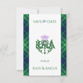 Traditionele Schotse Tartan grens en distel Save The Date