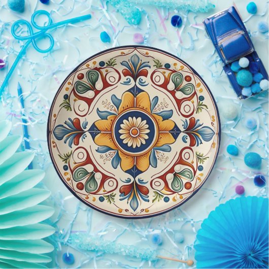 Traditionele Siciliaanse Italiaanse keramiek Papieren Bordje (Feest)