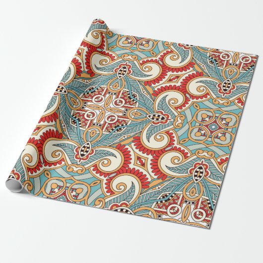 Traditionele sierbloem-paisleybandanna. Yo Cadeaupapier (Uitgerold)