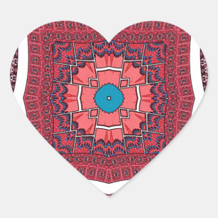 Traditionele Sindhi Cultuur Ajrak Patroon Art Prin Hart Sticker