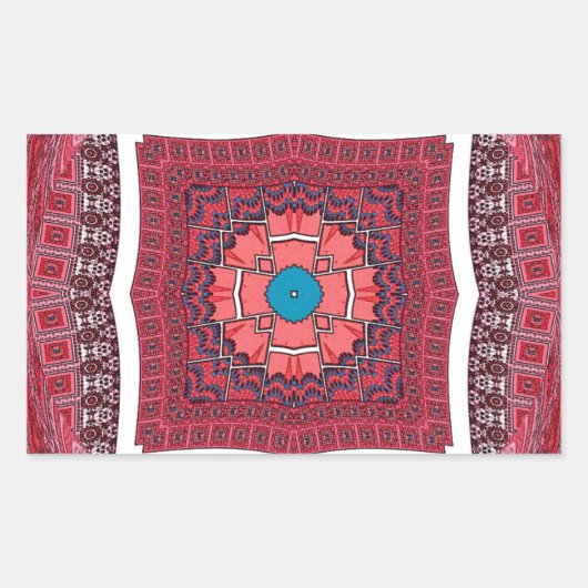 Traditionele Sindhi Cultuur Ajrak Patroon Art Prin Rechthoekige Sticker (Voorkant)