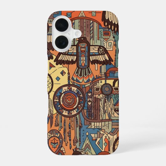 TRADITIONELE SIOUX INDIANSE KUNST iPhone 16 HOESJE (Achterkant)