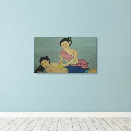 Traditionele slachting in Thailand Canvas Afdruk (Insitu (Houten vloer))