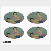 Traditionele slachting in Thailand Ovale Sticker (Vel)