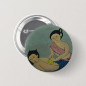 Traditionele slachting in Thailand Ronde Button 5,7 Cm (Voorkant /achterkant)