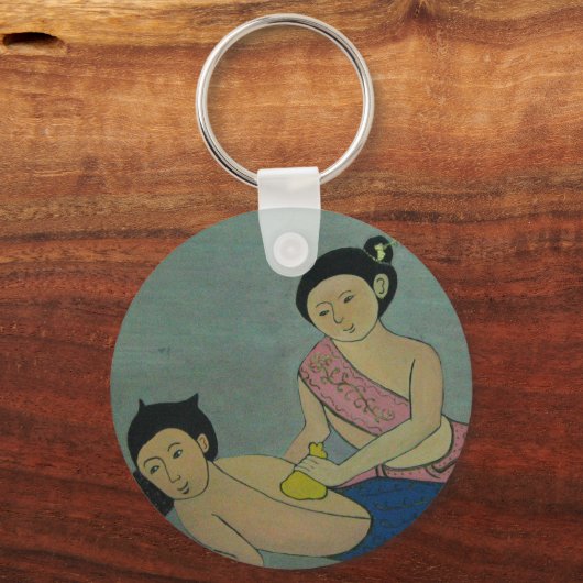 Traditionele slachting in Thailand Sleutelhanger (Voorkant)