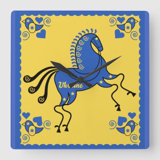 Traditionele Slavic Folk Art Oekraïne Vierkante Klok (Voorkant)