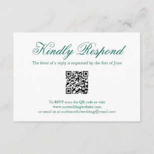 Traditionele Smaragd Groene QR Code Elegante Bruil RSVP Kaartje